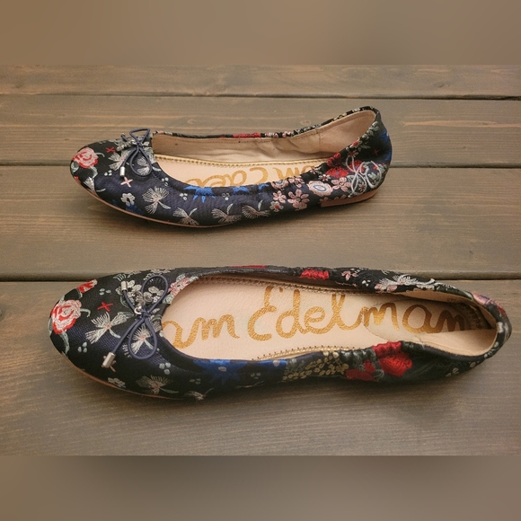 Sam Edelman Black Floral Ballet Flats - Picture 4 of 8